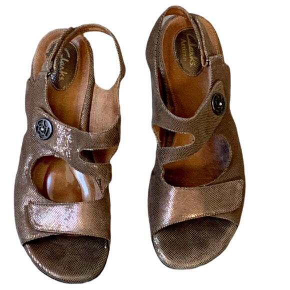 Clarks Artisan Tiffani Aldora Textured Leather Strap Sandals Sz 10N #22E - Picture 1 of 7